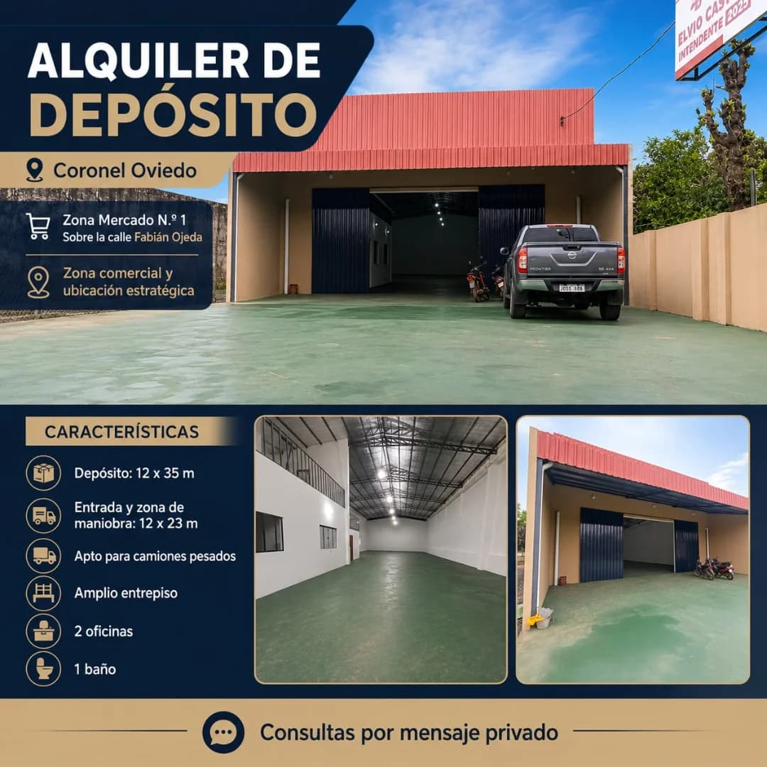 Alquilo Deposito a Estrenar - Zona Mercado N°1-Coronel Oviedo